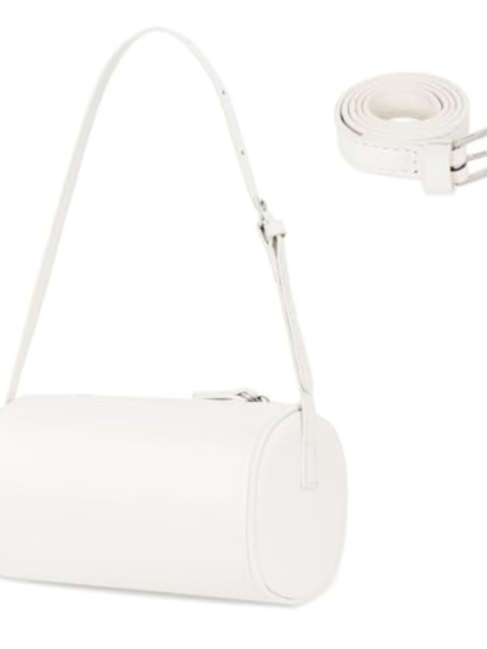 Small Faux Leather Cylinder Crossbody Shoulder Bag with Adjustable Strap